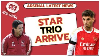 Arsenal latest news Star trio arrive  Calafiori medical  Predicted XI vs United  Nketiahs value [upl. by Rabelais987]