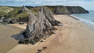 Three Cliffs Bay the Jewel of the Gower Peninsula  Skydronauts [upl. by Brightman]