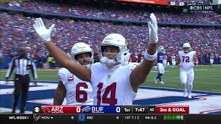 Murrays scrambling 5yard TD pass to Wilson caps Cardinals first drive of 2024 season [upl. by Rolph328]