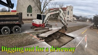 Tearing Out A Sidewalk For A New Driveway And Digging A Sewer Line [upl. by Notterb388]