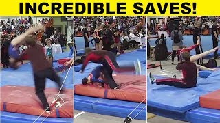 Top 12 Gymnasts Being Saved by Their Spotter  INCREDIBLE  PART 1 [upl. by Mozart]