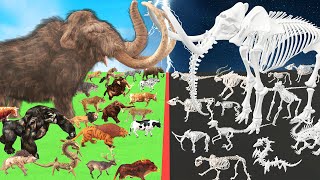 Prehistoric Mammals vs Skeleton Itself Mammals Size Comparison Mammoth Mastodon Vs Big Bulls [upl. by Martinson]