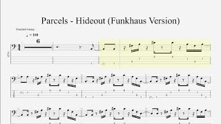 Parcels  Hideout Bass Tabs Funkhaus Version [upl. by Esorrebma]