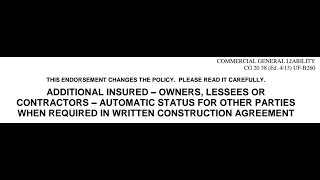 Certificates of Insurance Blanket Additional Insured [upl. by Hotchkiss]