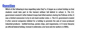 Which of the following is true regarding Labor Day [upl. by Loraine]