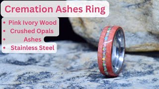 Creating a Cremation Ashes Ring Using Opals and Pink Ivory Wood [upl. by Akinek]