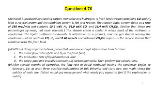 Methanol is produced by reacting carbon monoxide and hydrogenprocesscalculation [upl. by Aneram255]