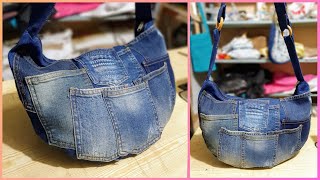 Reciclaje de Jeans Cartera hecha con bolsillos de Pantalón [upl. by Ordnael]