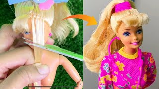 Restoring Barbie workin out doll  New Bangs cut  restyle and review fashionista  DIY  Tutorial [upl. by Allerim]