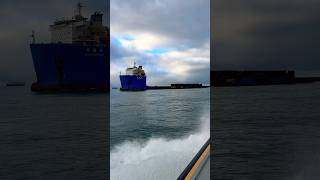 Giant semisubmersible cargo ship entering the port of Rotterdam loodswezen ship oceanship sea [upl. by Anitsrihc698]