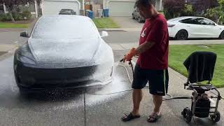 New 2024 Tesla Model 3 foam cannon pre wash [upl. by Enautna664]