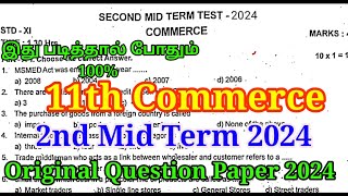 11th Commerce 2nd Mid term Question Paper 2024  Important Model  11th Commerce second Mid term [upl. by Nnyllaf]