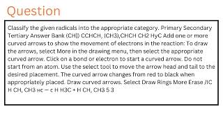 Classify the given radicals into the appropriate category Primary Secondary Tertiary [upl. by Znieh]