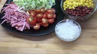 Салат с пекинской капустой ветчиной и фасолью 🥬🥗 [upl. by Giana]