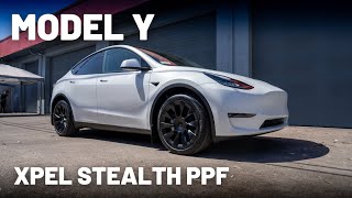 Tesla Model Y  XPEL Stealth Paint Protection Film  Full Vehicle Satin White Transformation [upl. by Rakia805]