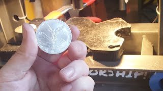 Making A Coin Ring From Pure Silver Mexican Libertad Coin [upl. by Loris703]