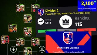 Finally Reached Division 1 in 3 Days😍 Efootball  Pes  4312 Formation  Zenor  Efootball Rankpush [upl. by Tecu]