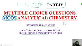 Multiple Choice Questions Analytical ChemistryPART 4 AccuracyPrecisionErrorsUrdu\HindiSaad [upl. by Akemet905]