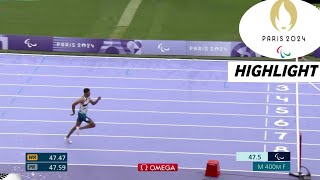 Para Athletics Mens 400m T12 Highlights 2024  Bouja Sprints To Paralympic Gold Medal 2024 [upl. by Kattie]