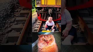 Baby train accident🚊👶😿 ll cat bombastic popular shorts [upl. by Anelrahs955]