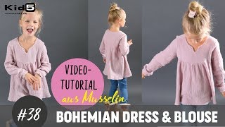 Mädchen Tunika aus Jersey oder Musselin selber nähen DIYNähTutorial [upl. by Airbma]