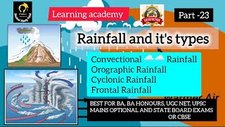 Complete Climatology  L23  Rainfall and its types  PCSUPSC2024  Learning academy [upl. by Nilknarf487]