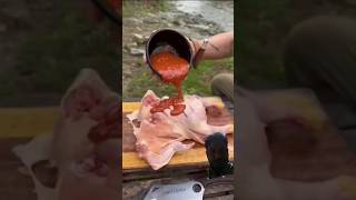 Chicken fry food outdoorcooking cooking cookingoutdoor outdoorchef camping [upl. by Nesiaj]