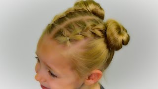 TREND How to PULL THROUGH BRAIDS with SPACE BUNS Easy elastic hairstyle 40 [upl. by Eicul]