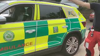 Dorset amp Somerset Air Ambulance Dorset Outreach Car leaving Wimborne Fire Station 18052024 [upl. by Baird]