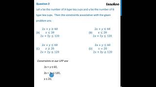 Case Based  Let x be the number of A type tea cups and y be the number of B  Teachoo [upl. by Ait]