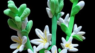 TUBEROSE FLOWER By Clay clay craft diy [upl. by Ashmead]