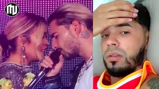 ¡UY ¡Maluma lanza beso a Karol G en vivo y Anuel se deprime 💔 [upl. by Brenk]