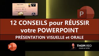 RÉUSSIR votre POWERPOINT en 12 CONSEILS pratiques  exposé oral conférence présentation [upl. by Mayes518]