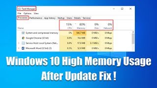 Windows 10 High MemoryRam Usage after Update Here is some way to Fix [upl. by Pirri218]