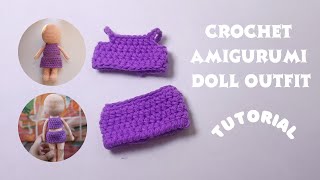 Amigurumi outfit tutorial crochet doll clothes  amigurumi tank top and skirt pattern [upl. by Rratsal]