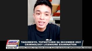 Tagumenyo Topnotcher sa December 2021 Criminology Licensure examination [upl. by Irtimid896]