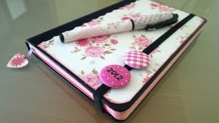 Manualidades de papel Cómo decorar una agenda Moleskine Tutorial [upl. by Iht]