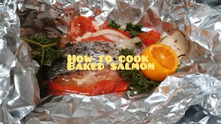 Baked salmon recipe panlasang pinoy  baked salmon in foil  how to cook baked salmon [upl. by Ynaffik]