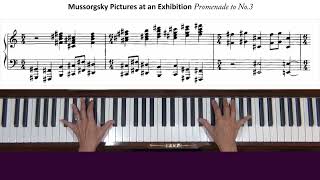 Mussorgsky Pictures at an Exhibition Promenade to No 3 Piano Tutorial [upl. by Amaso]