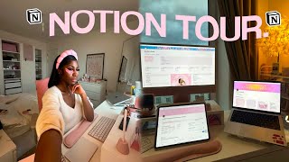 notion mastery 2024 tour 💻 aesthetic study tips amp routine student life with notion pink theme [upl. by Enicul]