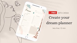 Create Digital Planner on Canva with Hyperlinks Completely for FREE  Goodnotes Digital Planner [upl. by Stralka]