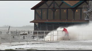 Hurricane Helene  massive storm surge from Cedar key Florida as it happened [upl. by Aiclef]