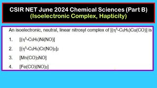 Linear and Bent Nitrosyl Complex  18 electron count  Hapticity  CSIR NET June 2024 Chemistry [upl. by Aetnahs467]