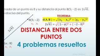 DISTANCIA ENTRE DOS PUNTOS PROBLEMAS RESUELTOS 4  GEOMETRÍA ANALÍTICA [upl. by Aicad]