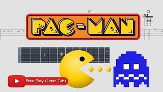 Pac Man Theme  Guitar Tutorial Slow and Fast [upl. by Aveline]