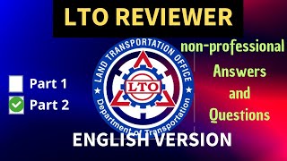 LTO Exam Reviewer 2024 English For NonProfessional Drivers License  Question amp Answer Key  Part 2 [upl. by Elbert9]