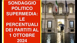 SONDAGGIO POLITICO SUPERMEDIA LE PERCENTUALI DEI PARTITI AL 1 OTTOBRE 2024 [upl. by Galan984]