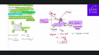 NEET 2018 Laws of motion finding acceleration of wedge so block is stationery using psudo force [upl. by Elitnahc]