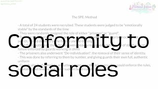 Conformity to social roles  Revision for ALevel Psychology [upl. by Aible]