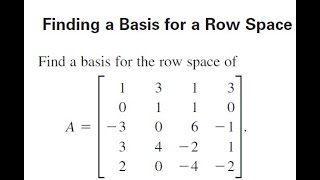 Linear Algebra Definitions of Row Space of a Matrix Basis for the Row Space 1x3 2x2 3x3 Matrices [upl. by Clarie]